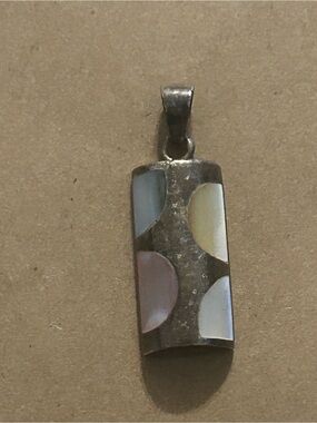 Silver 925 Stamped Yellow Blue and Pink Stone Pendant